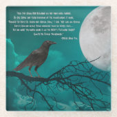 Glass Untersetzer der Raven in Grün mit Gedicht (Vorderseite)