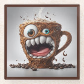 GLASS UNTERSETZER - Eine Tasse Kaffee zu viel! (Vorderseite)