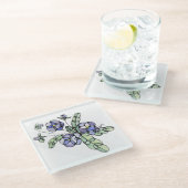 Glass Untersetzer - Lavender Blue Stiefmütterchen (Schrägansicht)