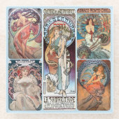 Glass UNTERSETZER - Mucha Women Collage #C1 (Vorderseite)