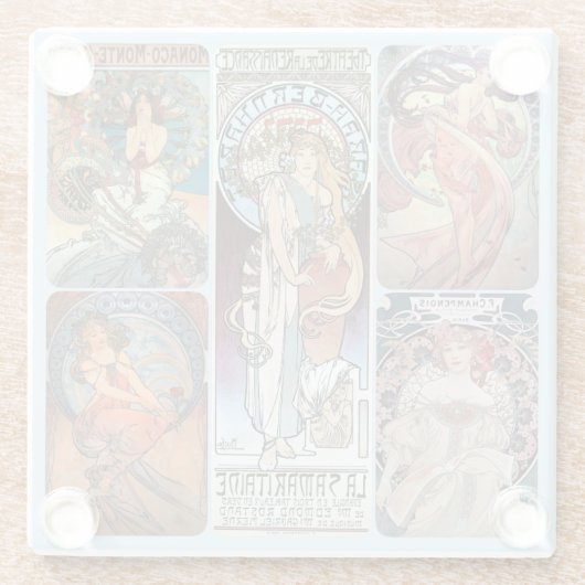 Glass UNTERSETZER - Mucha Women Collage #C1 (Rückseite)