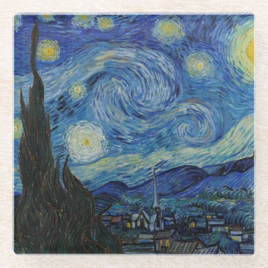 Glass UNTERSETZER "Starry Night" - Vincent van Gog (Vorderseite)