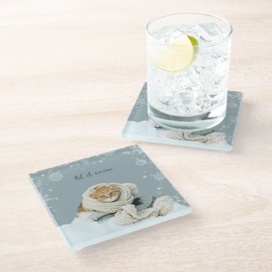 Glass Untersetzer Winter Cut lassen es schnee (Schrägansicht)