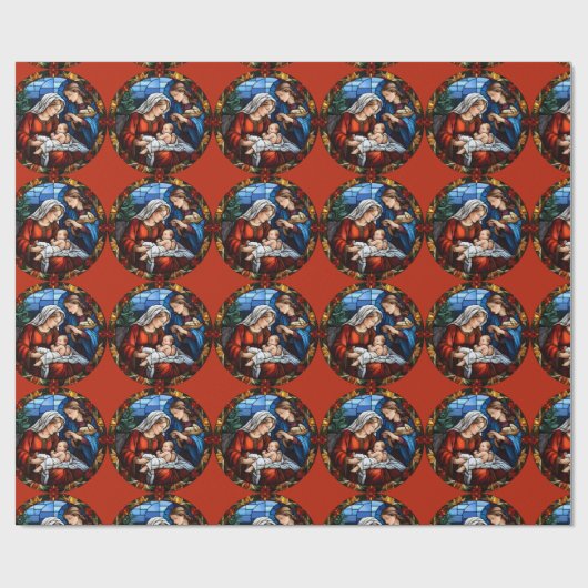 Glass Vintage Weihnachtskrippe Szene Geschenkpapier (Flach)