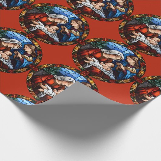 Glass Vintage Weihnachtskrippe Szene Geschenkpapier (Ecke)