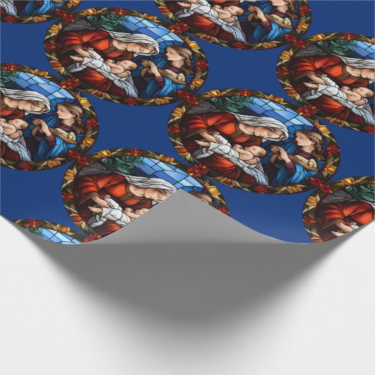 Glass Vintage Weihnachtskrippe Szene Geschenkpapier (Ecke)