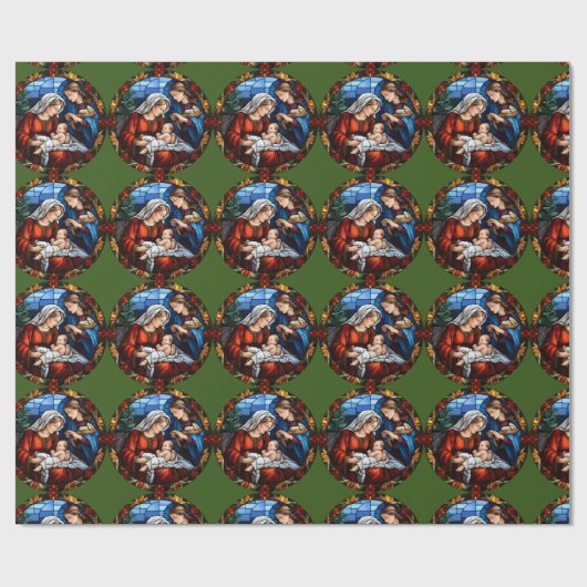 Glass Vintage Weihnachtskrippe Szene Geschenkpapier (Flach)