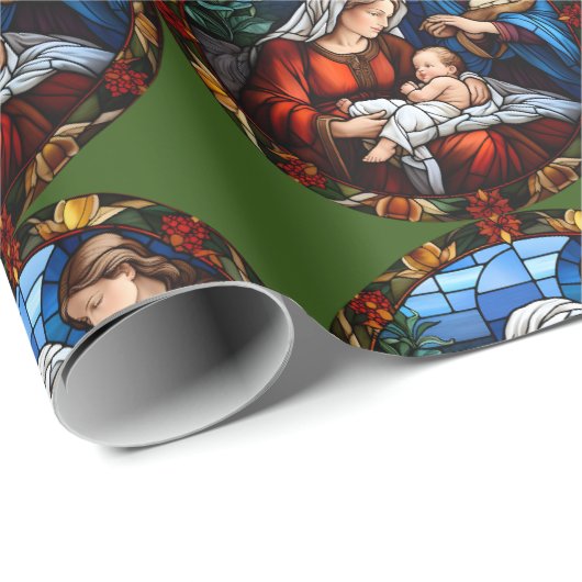 Glass Vintage Weihnachtskrippe Szene Geschenkpapier (Rolleneckpunkt)