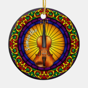 Glass Violin Individuelle Name Weihnachten Keramik Ornament