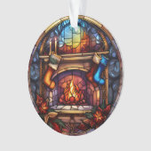 Glass Weihnachten Feuerplatz Szene Ornament (Vorderseite)