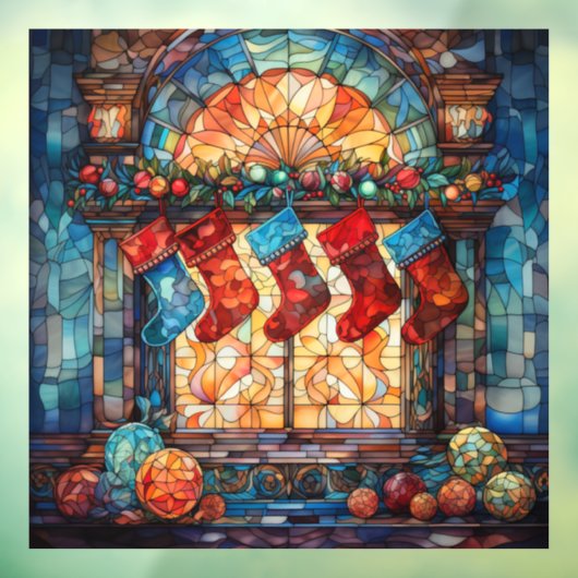 Glass Weihnachtsfenster Strumpf verkleidet Fensteraufkleber (Blatt 3)