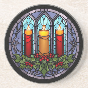 Glass Weihnachtskerzen Getränkeuntersetzer