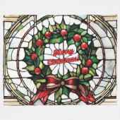 Glass Weihnachtskranz Fleecedecke (Vorderseite (Horizontal))