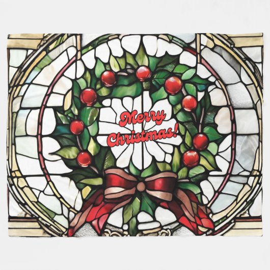 Glass Weihnachtskranz Fleecedecke (Vorderseite (Horizontal))