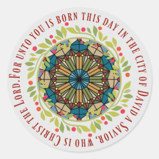 Glass Weihnachtskranz Luke 2:11 Verse Runder Aufkleber