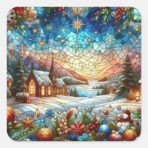 Glass Weihnachtsschmuck Quadratischer Aufkleber