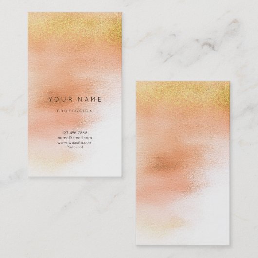 Glass White Peach Gold Peach Ombre Stylist Vip Visitenkarte (Vorne/Hinten)