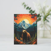 Glass Wildlife Mountain Sunset Bear Feiertagspostkarte (Stehend Vorderseite)