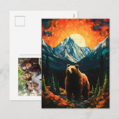 Glass Wildlife Mountain Sunset Bear Feiertagspostkarte (Vorne/Hinten)