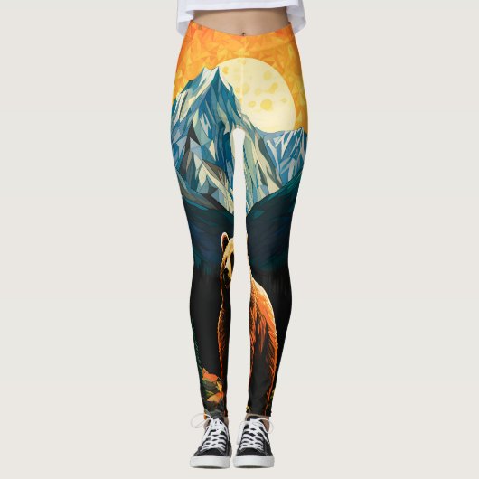 Glass Wildlife Mountain Sunset Bear Leggings (Vorderseite)