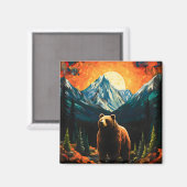 Glass Wildlife Mountain Sunset Bear Magnet (Vorderseite/Rückseite)