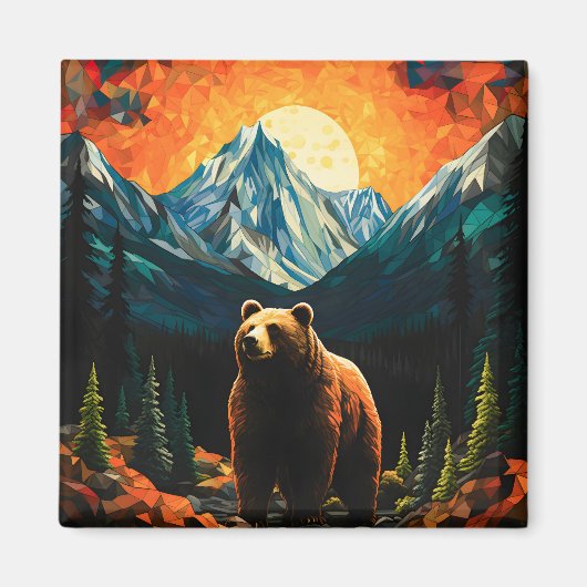Glass Wildlife Mountain Sunset Bear Magnet (Vorne)