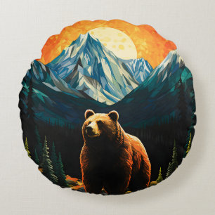 Glass Wildlife Mountain Sunset Bear Rundes Kissen