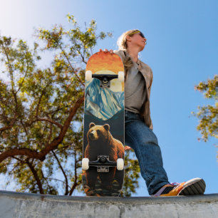 Glass Wildlife Mountain Sunset Bear Skateboard
