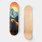 Glass Wildlife Mountain Sunset Bear Skateboard (Vorderseite)