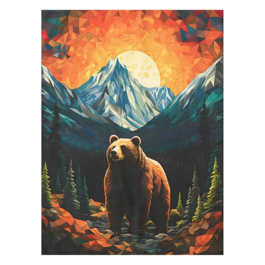 Glass Wildlife Mountain Sunset Bear Tischdecke (Vorderseite)
