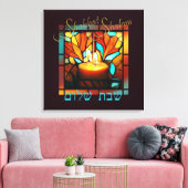Glass Window Hebrew Shabbat Shalom Candle Leinwanddruck (Insitu (Wohnzimmer))