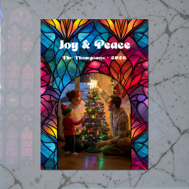 Glass Window Joy & Peace Christmas Foto Feiertagskarte