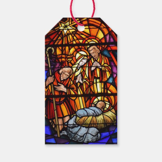 Glass Window Krippe Weihnachten Set 10 Geschenkanhänger (Vorderseite)