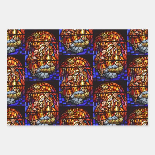 Glass Window Nativity Baby Jesus Weihnachten Geschenkpapier Set (Vorderseite 2)