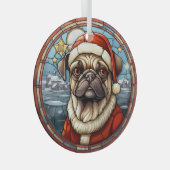 Glass Winter Village Mops Dog Weihnachten Ornament Aus Glas (Vorderseite Rechts)