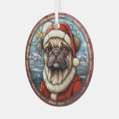 Glass Winter Village Mops Dog Weihnachten Ornament Aus Glas (Vorderseite links)