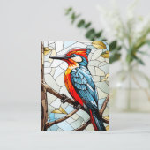Glass Woodpecker Bird Feiertagspostkarte (Stehend Vorderseite)