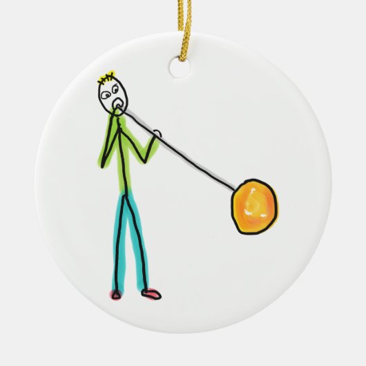 Glassblowing-Strichmännchen Keramik Ornament (Vorne)