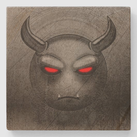 Glasscheibe aus Pierre Devilmoji Vintage Steinuntersetzer (Vorderseite)