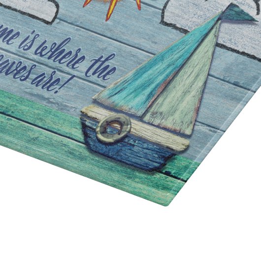 Glasscherbrett Driftwood Beach Design Schneidebrett (Ecke)