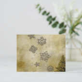 Glasschneeflocken im Baumhintergrund Postkarte (Stehend Vorderseite)