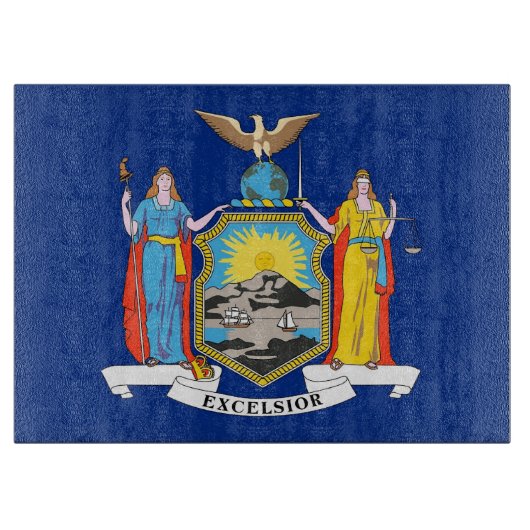 Glasschneidbrett mit der Flagge von New York, USA Schneidebrett (Vorderseite)