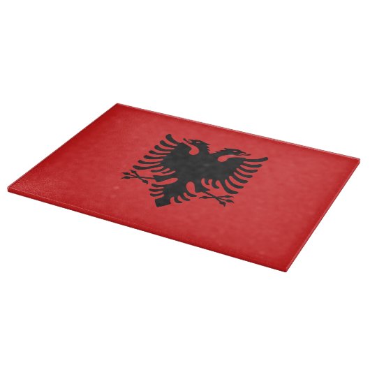 Glasschneidebrett mit der Flagge Albaniens Schneidebrett (Ecke)