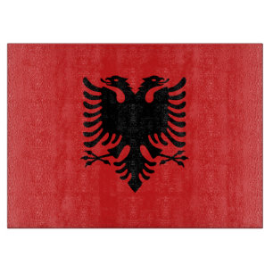 Glasschneidebrett mit der Flagge Albaniens Schneidebrett