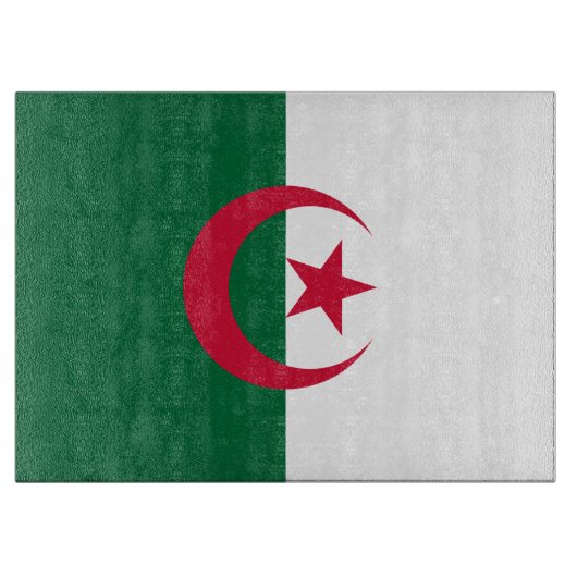 Glasschneidebrett mit der Flagge Algeriens Schneidebrett (Vorderseite)