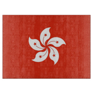 Glasschneidebrett mit der Flagge Hongkongs Schneidebrett
