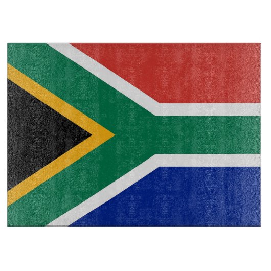Glasschneidebrett mit der Flagge Südafrikas Schneidebrett (Vorderseite)