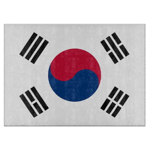 Glasschneidebrett mit der Flagge Südkoreas Schneidebrett (Vorderseite)