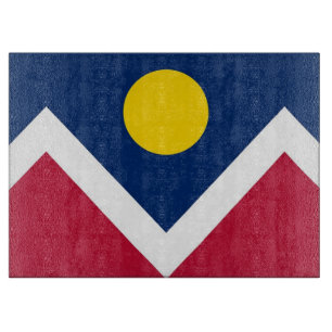 Glasschneidebrett mit der Flagge von Denver City Schneidebrett