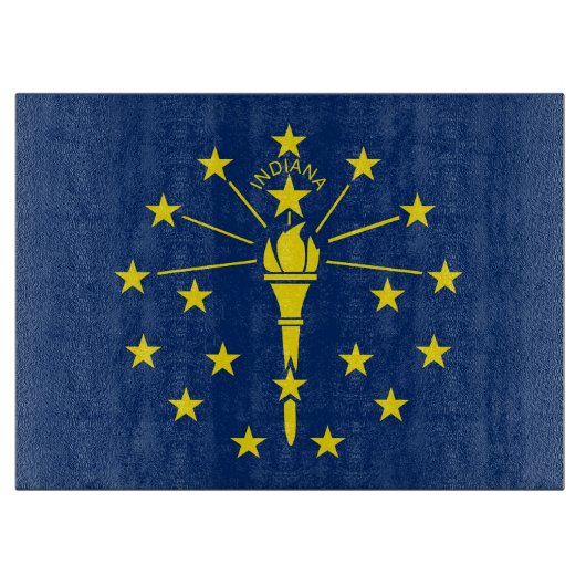 Glasschneidebrett mit der Flagge von Indiana, USA Schneidebrett (Vorderseite)